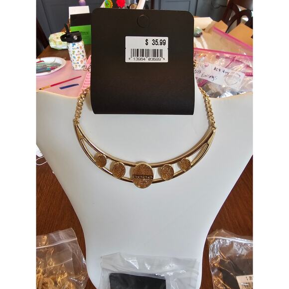 bebe Gold Plated Chain Bib Collar Pharaoh Necklace - Picture 1 of 1